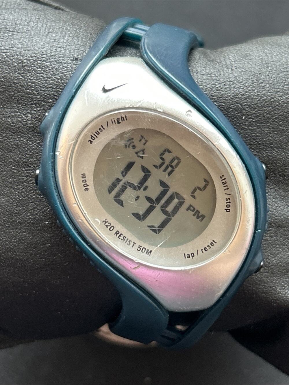 Nike Triax Silver And Navy Blue Digital Watch